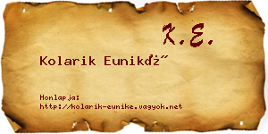 Kolarik Euniké névjegykártya
